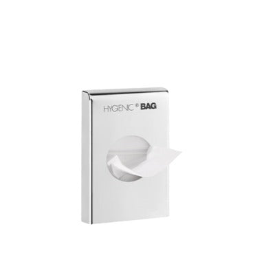 Porta sacchetti igienici da parete o appoggio in acciaio inox lucido, 10x3xh12,5 cm