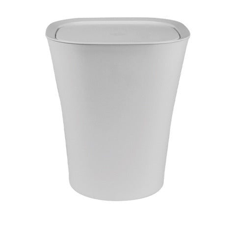 Pattumiera in polipropilene bianco con coperchio basculante, capacità 8 L, diam. 17/24 x h 28 cm