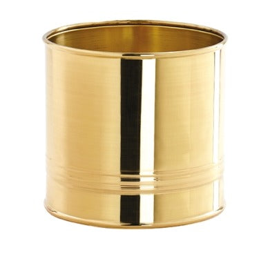 Cestino rotondo in ottone lucido, 5 L, diam. 24 x h 23 cm
