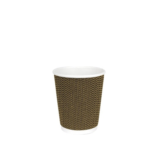 Bicchiere monouso in cartoncino effetto 3D, biodegradabile e compostabile, fantasia marrone, 240 ml, 500 pz.