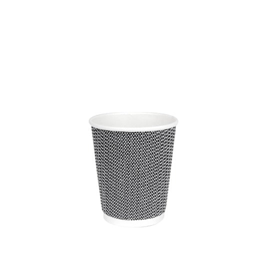 Bicchiere monouso in cartoncino effetto 3D, biodegradabile e compostabile, fantasia nera, capacità 240 ml, confezione da 500 pz.