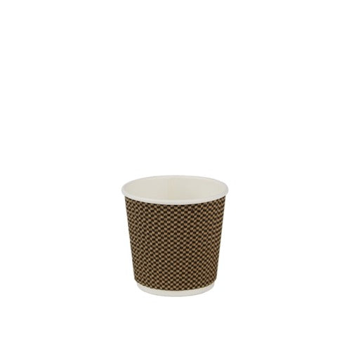Bicchiere monouso in cartoncino effetto 3D biodegradabile e compostabile, non imbustato, fantasia marrone, capacità 115 ml, confezione da 500 pz.