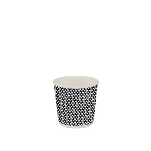 Bicchiere monouso in cartoncino effetto 3D biodegradabile e compostabile, fantasia nera, 115 ml, 500 pz