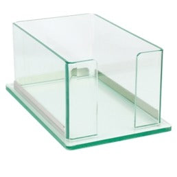 Distributore asciugamani in plexiglass trasparente effetto vetro, 16,5 x 26 x h 14 cm