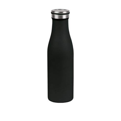 Borraccia in acciaio inox, nera, diam. 6,8 x h 23 cm, 500 ml, 10 pz