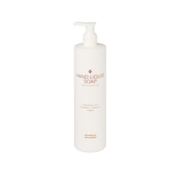 Botanical Influence, dispenser Black & White, sapone liquido, fragranza all'olio essenziale di cirmolo, 500 ml, 12 pz