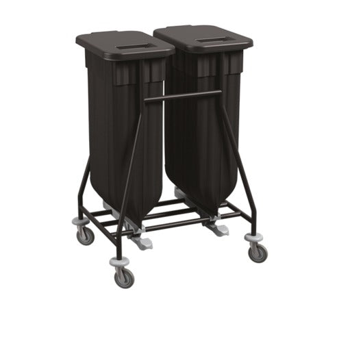 Carrello porta sacco Double "Igea" in acciaio verniciato nero, 65 x 54 x h 95 cm