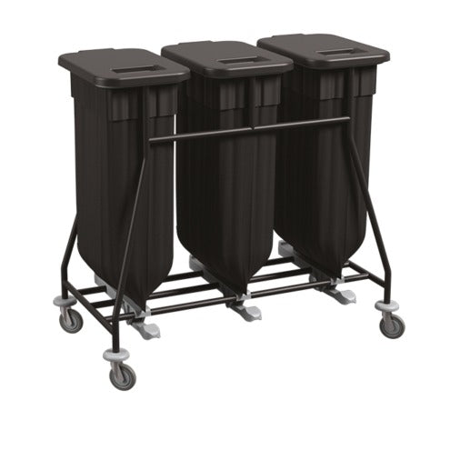 Carrello porta sacco Triple "Igea" in acciaio verniciato nero, 99 x 54 x h 95 cm