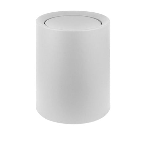 Pattumiera rotonda in polipropilene e ABS bianco con coperchio basculante e cestino interno nascosto, 8 L, Ø 20/20,5 x h 26 cm