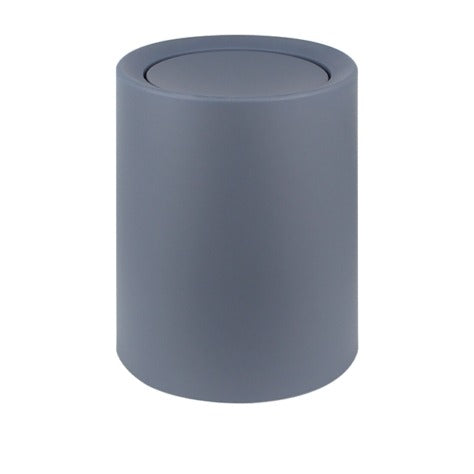 Pattumiera rotonda in polipropilene e ABS grigio con basculante e cestino interno nascosto. Capacità 8 L, diam. 20/20,5 x h 26 cm
