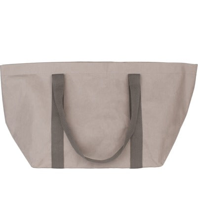 Papery, borsa SPA e spiaggia in fibra di cellulosa riciclata grigia, manici in cotone grigio, 64 x 25 x h 33 cm