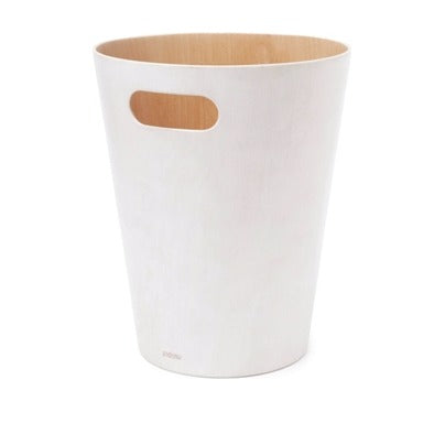 Cestino gettacarte in legno verniciato bianco, capacità 9 L, diam. 23 x h 28 cm