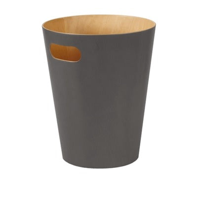 Cestino gettarcarte in legno verniciato grigio, capacità 9 L, diam. 23 x h 28 cm