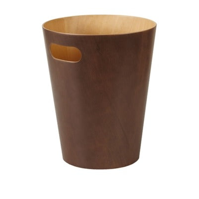 Cestino gettacarte in legno verniciato marrone, 9 L, diam. 23 x h 28 cm