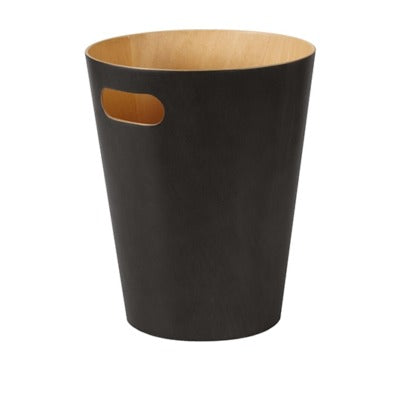 Cestino gettacarte in legno verniciato nero, 9 L, diam. 23 x h 28 cm