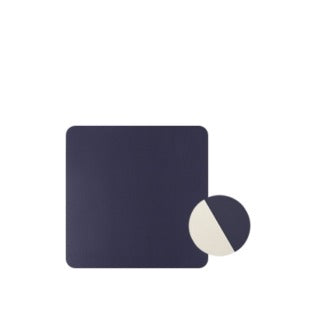 Sottobicchiere quadrato in ecopelle bicolore bianco/blu, 10x10 cm, 30 pz.