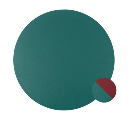 Set de Table Rond Simili-Cuir Bicolore Bordeaux/Vert – Ø38cm