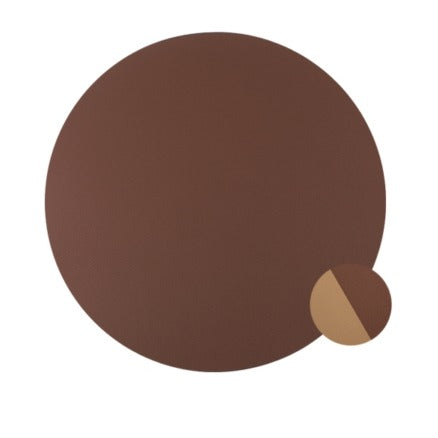 Set de Table Rond en Simili Cuir Bicolore Marron – Ø38cm