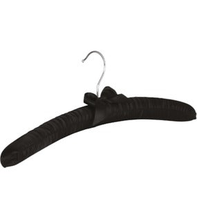 Gruccia imbottita in raso, gancio nichelato, nero, 35 x diam. 1,4 cm, 100 pz