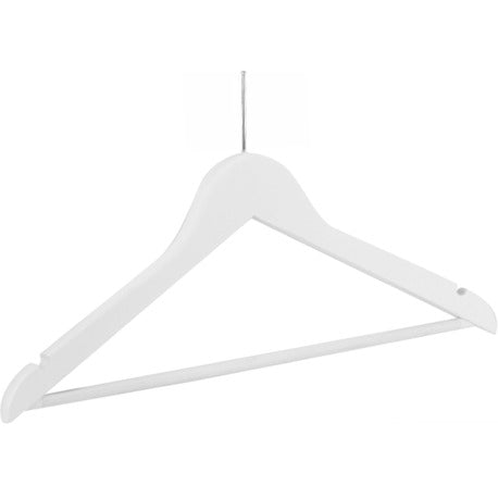 Gruccia in legno di faggio con tacche e asta antiscivolo, chiodo nichelato, colore bianco, 44 x 1,3 cm, confezione da 50 pz.