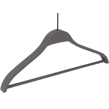 Gruccia in plastica grigia, finitura soft touch, asta antiscivolo e chiodo nero, 44,5 x 2,5 cm - 30 pz