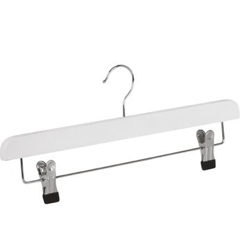 Portagonne/portapantaloni in legno di loto, gancio nichelato, bianco, 40 x 1,2 cm, conf. 100 pz