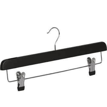 Portagonne/portapantaloni in legno di loto, gancio nichelato, nero, 40 x 1,2 cm, 100 pz