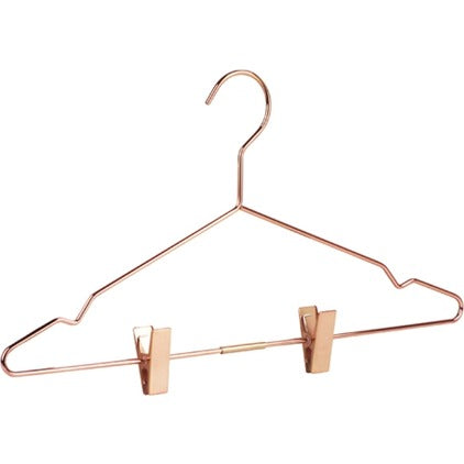 Gruccia in acciaio ramato con asta e pinze scorrevoli, 42 x diam. 0,3 cm, 50 pz