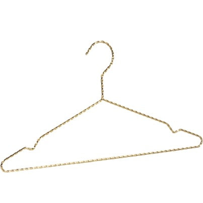 Gruccia in acciaio dorato intrecciato con gancio, 42 x diam. 0,3 cm, confezione da 50 pz
