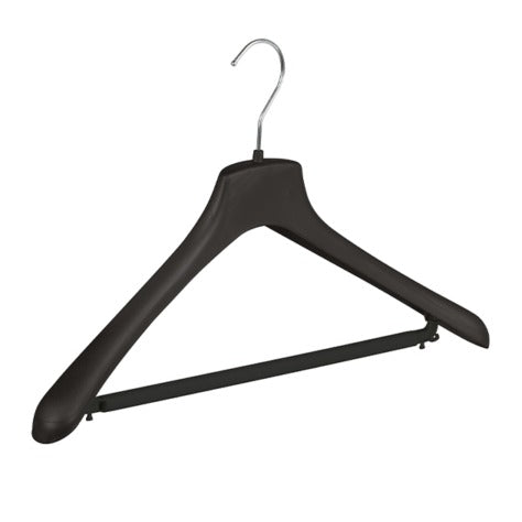 Gruccia in plastica con asta, gancio nichelato, colore nero, 44 x 3,5 cm, confezione da 100 pz
