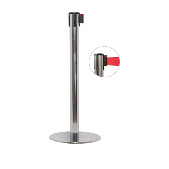 Colonna di delimitazione in acciaio lucido con nastro rosso, Ø 35 x h 101 cm