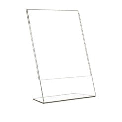Porta avvisi in plexiglass trasparente con base a L, formato A4 verticale (21x30)