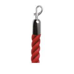 Cordone rosso con moschettoni cromati, lunghezza 2 m
