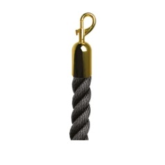 Cordone nero con moschettoni dorati, lunghezza 2 m