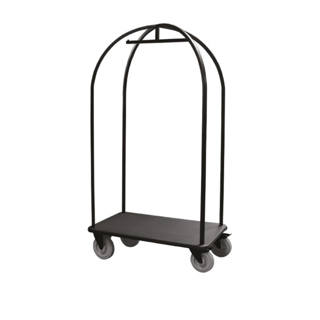 Neliö - Carrello porta valigie con struttura stondata in metallo verniciato nero, 100 x 60 x h 180 cm
