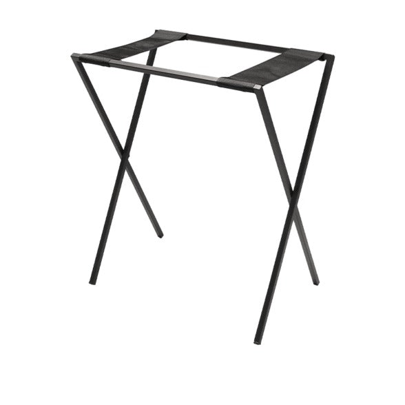 Neliö, reggivassoio richiudibile in metallo verniciato nero con fasce in poliestere nero, 56,5 x 37 x h 66 cm