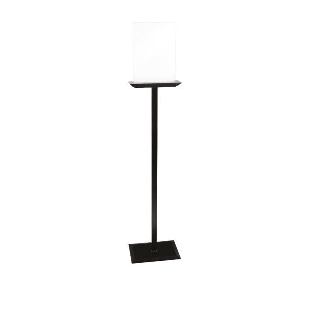 Wood Line, porta avvisi formato A4 su piantana in metallo nero e base in legno di frassino nero, 29 x 19 x h 132 cm