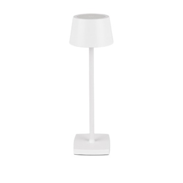 Rechargeable table lamp in white aluminum, 11 x 11 x h 35.5 cm