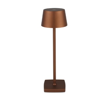 Lampada da tavolo ricaricabile in alluminio bronzo, 11x11xH35,5 cm