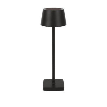 Lampada da tavolo ricaricabile in alluminio nero, 11 x 11 x h 35,5 cm