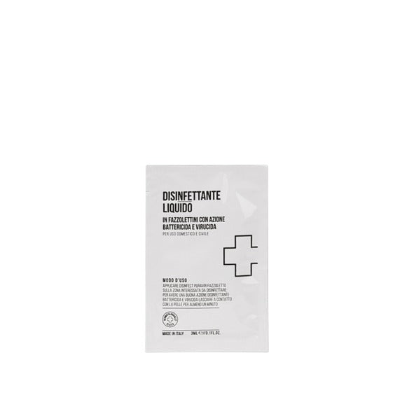 Sanit Lab, disinfettante liquido in fazzolettini in bustina. Azione battericida e virucida, Presidio Medico Chirurgico. 6,5 x h 10 cm, 500 pz.