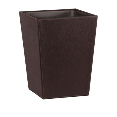 Cestino gettacarte squadrato in ecopelle wengè, 6 L, (19,5x19,5)/(25x25) x h 30 cm