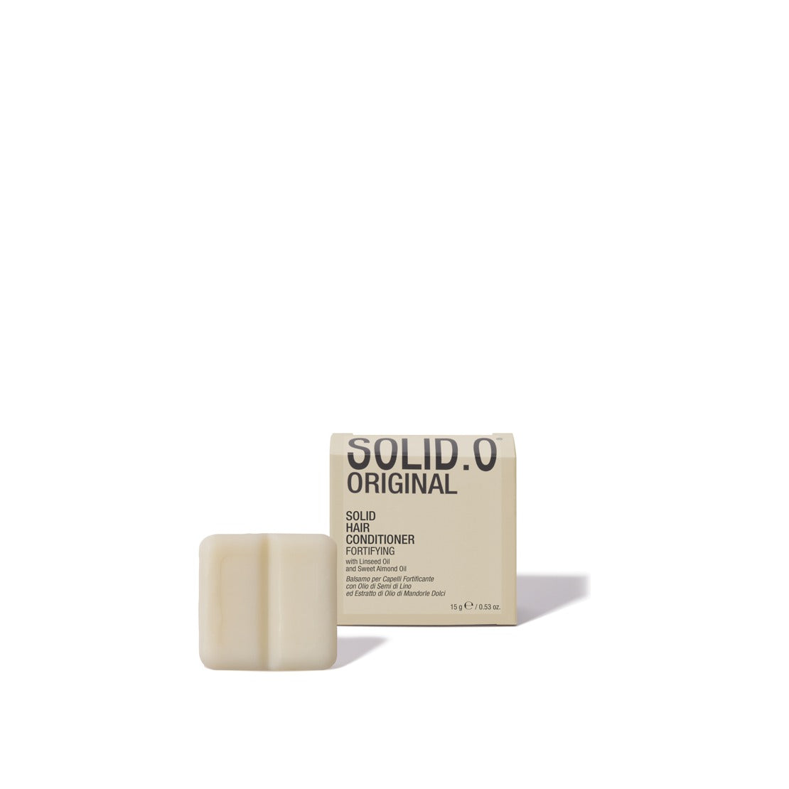 Solid.O, Conditioner solido in astuccio con Olio di Semi di Lino ed Estratto di Olio di Mandorle Dolci, 15 g