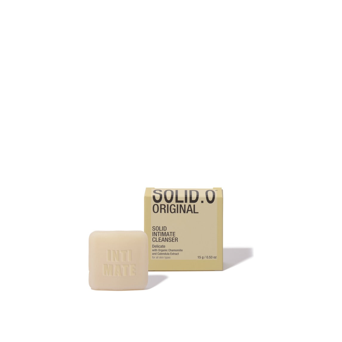 Solid.O, detergente intimo solido in astuccio, con estratti di camomilla biologica e calendula, 15 g