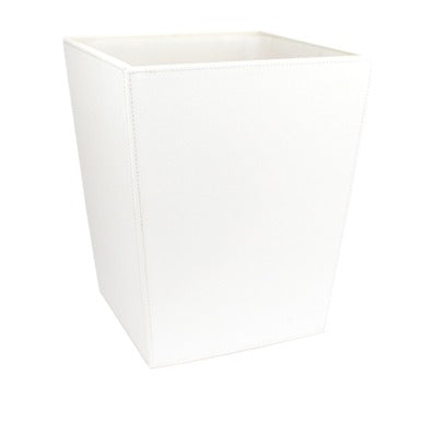 Cestino gettacarte squadrato in ecopelle bianca, capacità 6 L, dim. (19,5x19,5)/(25x25)x30 cm