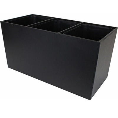 Cestino per la raccolta differenziata in ecopelle nera, 3 scomparti, 6 L x 3, 54 x 27 x h 29 cm