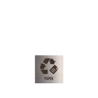 Targhetta simbolo 'Paper' per cestino raccolta differenziata in acciaio inox, 4x4 cm
