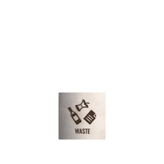 Targhetta simbolo 'Waste' per cestino raccolta differenziata in acciaio inox, 4 x 4 cm