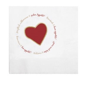 Tovagliolo in cellulosa bianca con fantasia 'Welcome', 33 x 33 cm, piegato a 4, 1000 pz