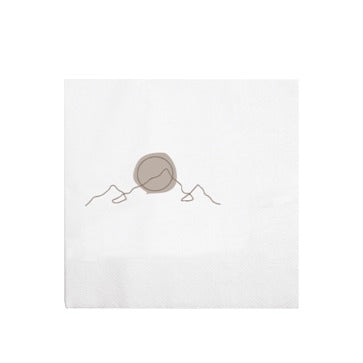 Tovagliolo in cellulosa bianca con fantasia "Mountain", 33 x 33 cm, piegato in 4, 1000 pz